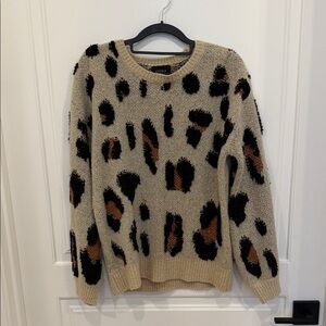 Storia Beige and Black Leopard Print Sweater